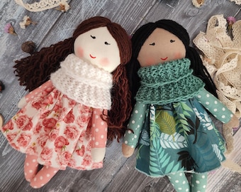 Multiracial rag doll girl with removable clothes. Asian cloth doll personalized. Biracial baby doll handmade. Mixsed race fabric doll