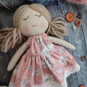 Personalised rag doll girl Baby first doll Cloth doll for kids First birthday gift Doll for one year Children friendly New baby gift image 3