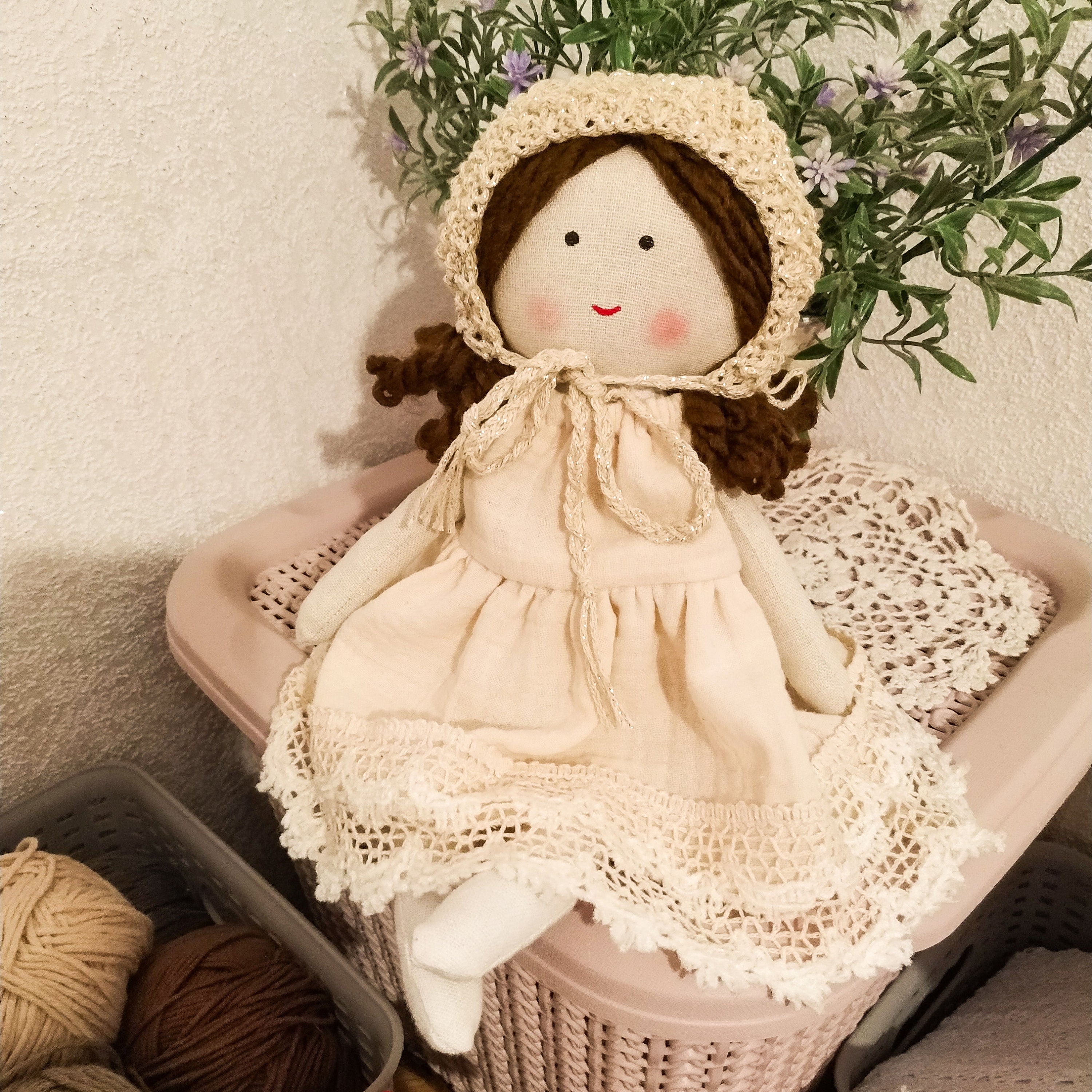 Cloth doll baby bonnet Fabric doll personalized Rag doll girl | Etsy