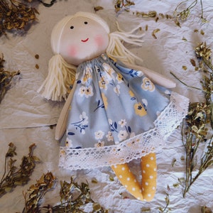 First doll baby handmade Fabric doll personalized Rag doll girl Soft doll for baby Textile doll Heirloom doll Christmas gift doll image 5