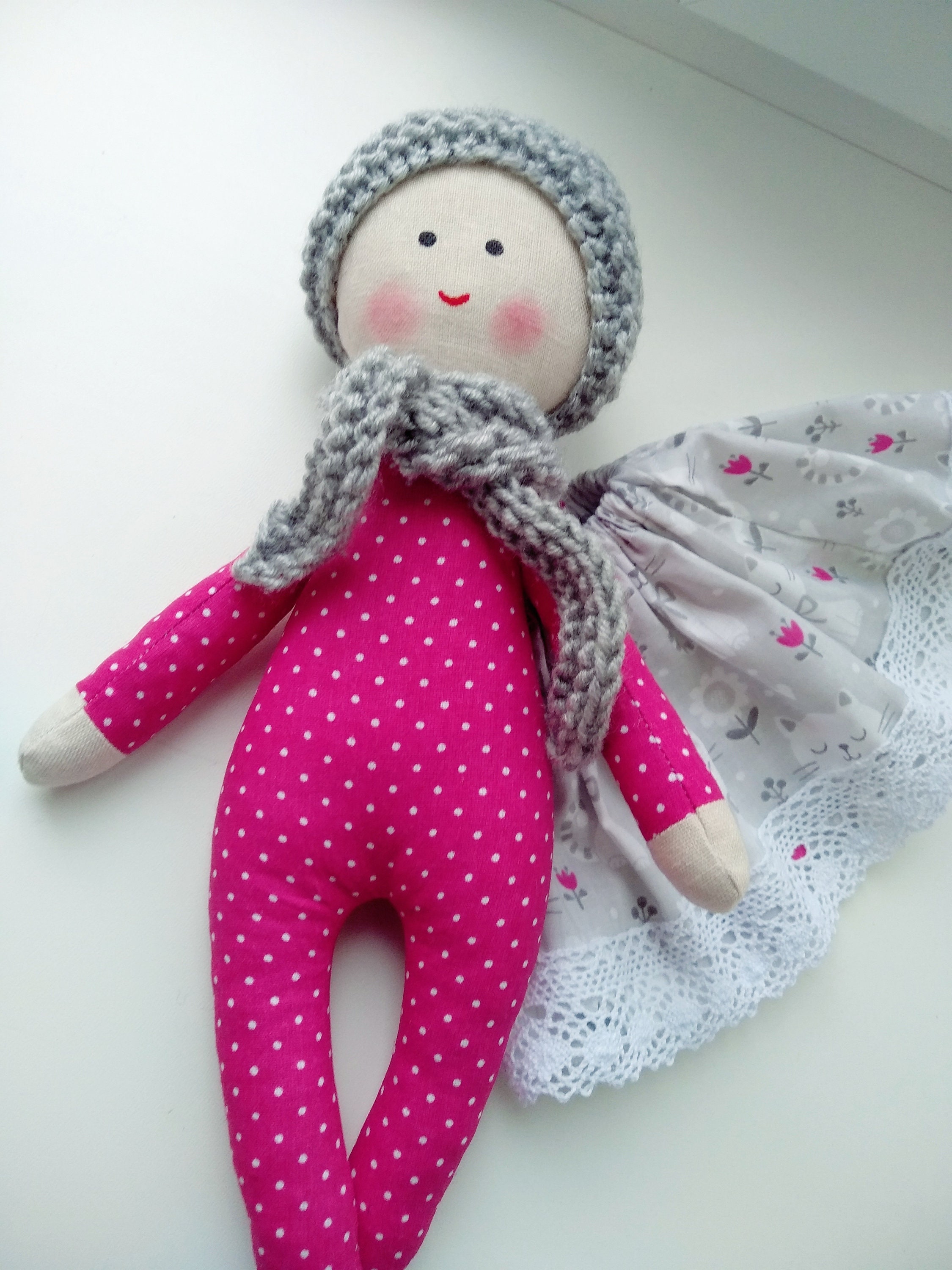 Baby's First Doll for Girl Rag Doll for Baby With Gray Hat | Etsy