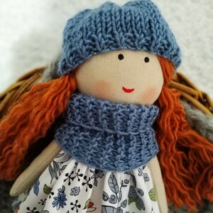 Cloth doll girl Textile first doll Rag doll girl with red hair Fabric soft doll Birthday gift to granddaughter image 5