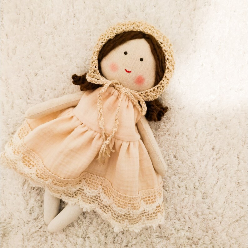 Cloth doll baby bonnet Fabric doll personalized Rag doll girl | Etsy