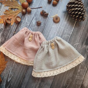 Extra dress for doll 11-12&quot; Cotton doll&#39;s dress with lace Muslin dress for doll
