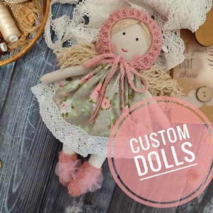 Handmade fabric doll girl Custom cloth doll 11.5” Made to order doll dress up Rag doll with clothes Ukrainian heirloom doll