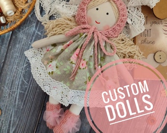 Handmade fabric doll girl Custom cloth doll 12” Made to order doll dress up Rag doll with clothes Ukrainian heirloom doll