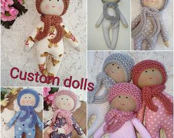 Custom handmade doll Baby's first doll Made to order personalized doll custom made doll Rag doll for baby Sleeping soft doll