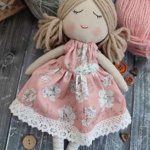 Personalised rag doll girl Baby first doll Cloth doll for kids First birthday gift Doll for one year Children friendly New baby gift image 2