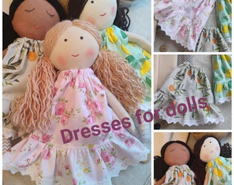 Dress for doll 11-13" Cotton doll's dress with lace Cotton floral print dress Doll's outfit Doll 12" accessories