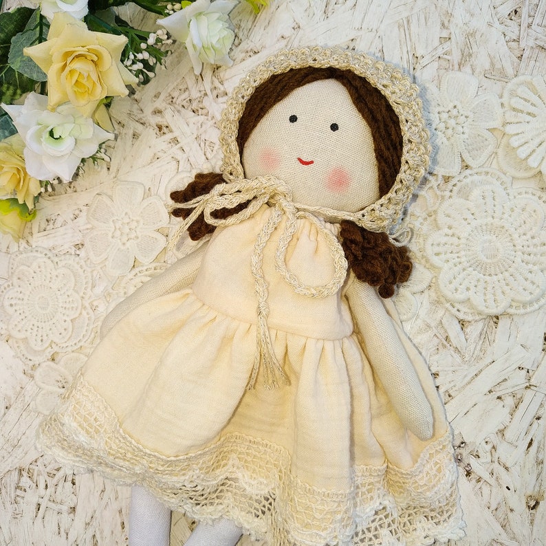 Cloth doll baby bonnet Fabric doll personalized Rag doll girl | Etsy