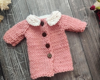 Knitted coat for doll 11-12", Handmade Winter doll's clothes, Extra toy's outfit