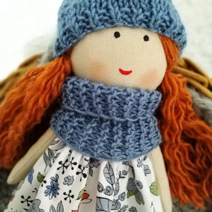 Cloth doll girl Textile first doll Rag doll girl with red hair Fabric soft doll Birthday gift to granddaughter image 8