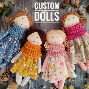 Made to order personalized doll Custom rag doll girl Cloth doll with clothes Baby&#39;s first doll Toddler gift Christmas first doll