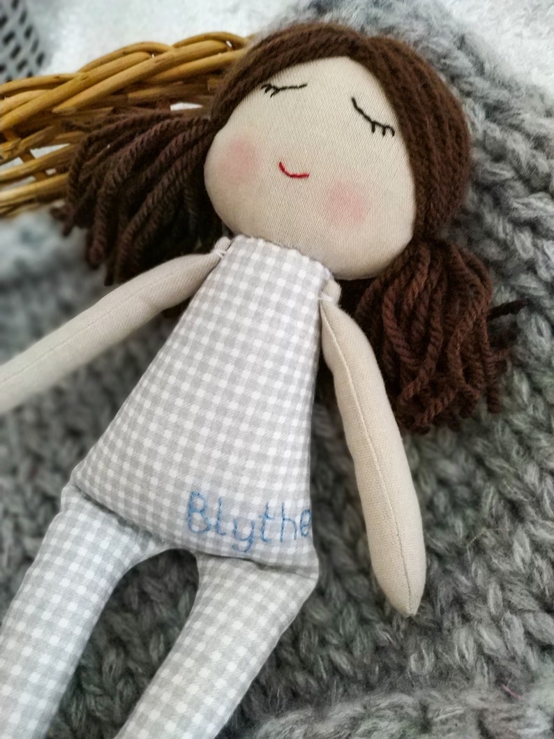 Personalised rag doll girl Baby first doll Cloth doll for kids First birthday gift Doll for one year Children friendly New baby gift image 9