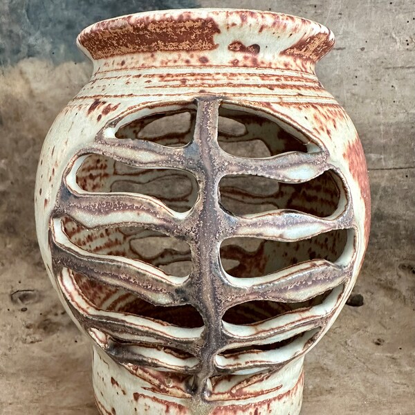 Studio pottery handmade lantern / candleholder