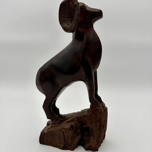 Vintage Ironwood Sculpture of a Ram