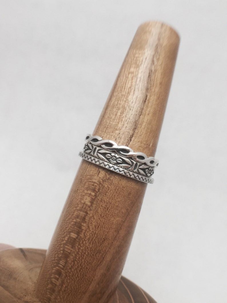 Sterling Silver Cross-hatch Patterned Stackable Ring - Etsy