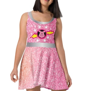 A Glamorous Piggy in Space Running Costume Skater Dress
