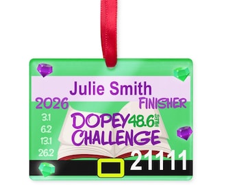 Personalized 2026 Dopey Challenge Bib "Replica" Acrylic Ornament