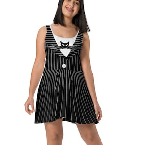 Holiday Skeletal Zombie Running Costume Skater Dress