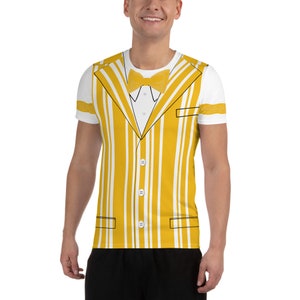 Yellow Barbershop Quartet Running Costume Men&#39;s Athletic T-shirt