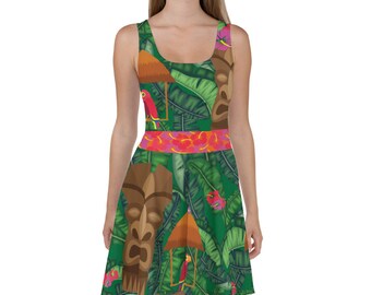 Tiki Running Costume Skater Dress