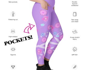 The Power of Beautiful Flowers Running Costume Recycled Leggings with Pockets