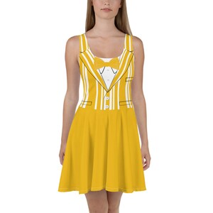 Yellow Barbershop Quartet Running Costume Skater Dress