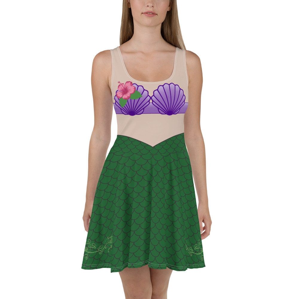 Discover Skin Tone Variations Mermaid Shell Princess Running Costume Skater Dress