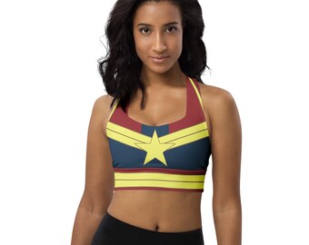 A Marvelous Captain Women's Running Costume Recycled Longline Sports Bra