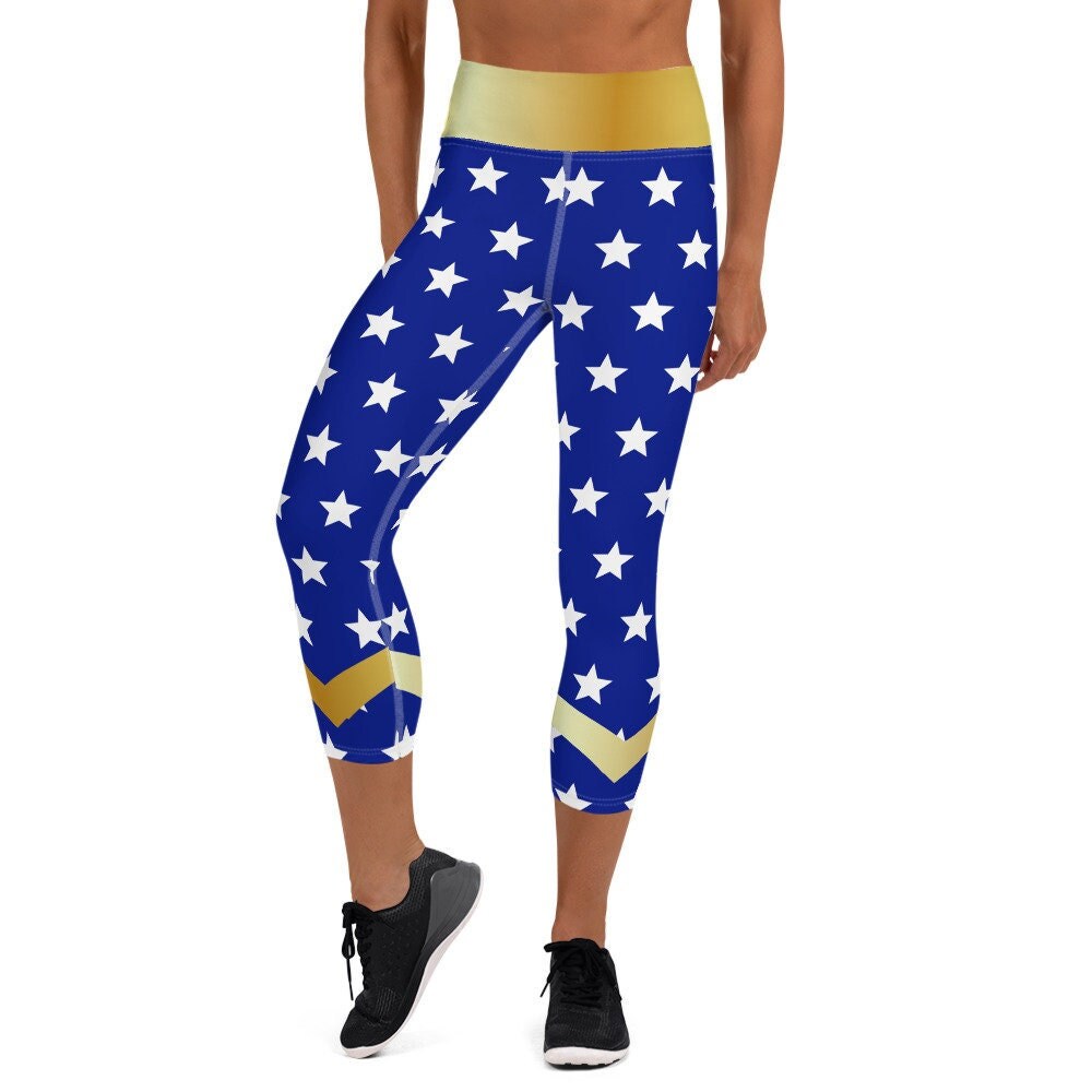 Woman Wonderful Hero Costume Running Yoga Capri Leggings