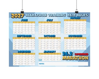 2027 Experienced Disney Marathon Training Calendar WITH MILEAGE Premium Poster