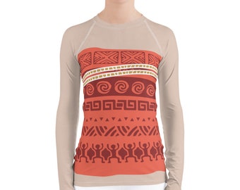 Disfraz de princesa polinesia para correr, manga larga, para mujer