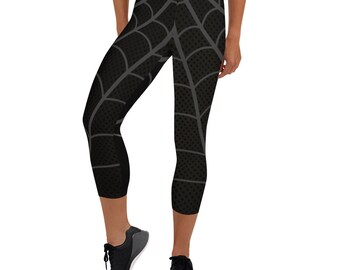 Leggings Capri Disfraz animado de héroe arácnido corriendo