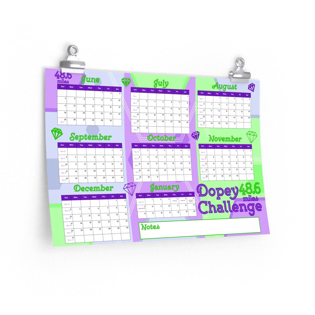 2024 Dopey Challenge Training Calendar With Dates Etsy