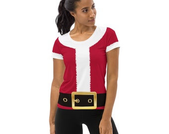 Camiseta deportiva para mujer con disfraz de Papá Noel