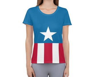 Captain Red White and Blue Running Costume Women's Athletic T-shirt