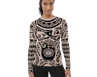 Disfraz de semidiós polinesio legendario para correr, manga larga para mujer