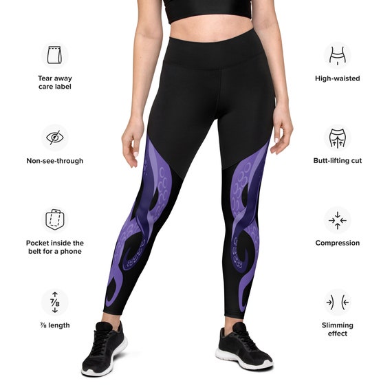 Villainous Sea Witch Running Costume Compression Pocketed Leggings 