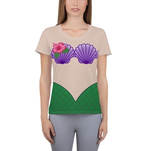 Mermaid Shell Princess Running Costume Women's Athletic T-shirt