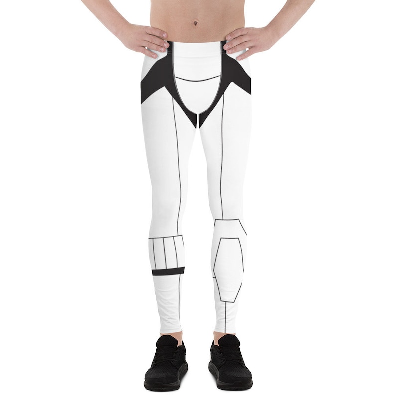 May include: White and black patterned leggings with a design resembling a futuristic suit.