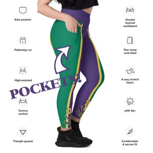 Duck Hockey Team Running Costume Recycled Leggings with Pockets