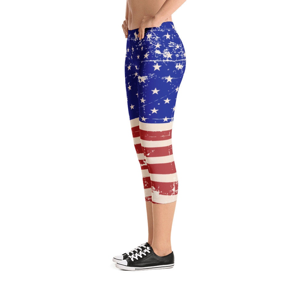 Grunge Flag Women's Running Capri Leggings