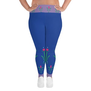 Plus Size Anna Frozen Inspired Running Costume Leggings