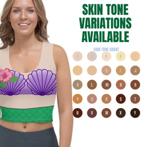 Skin Tone Variations Mermaid Shell Princess Running Costume Crop Top