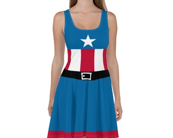 Captain Red White and Blue Running Costume Skater Dress