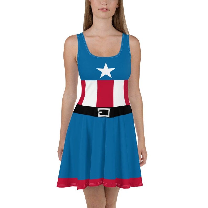 Captain Red White and Blue Running Costume Skater Dress 