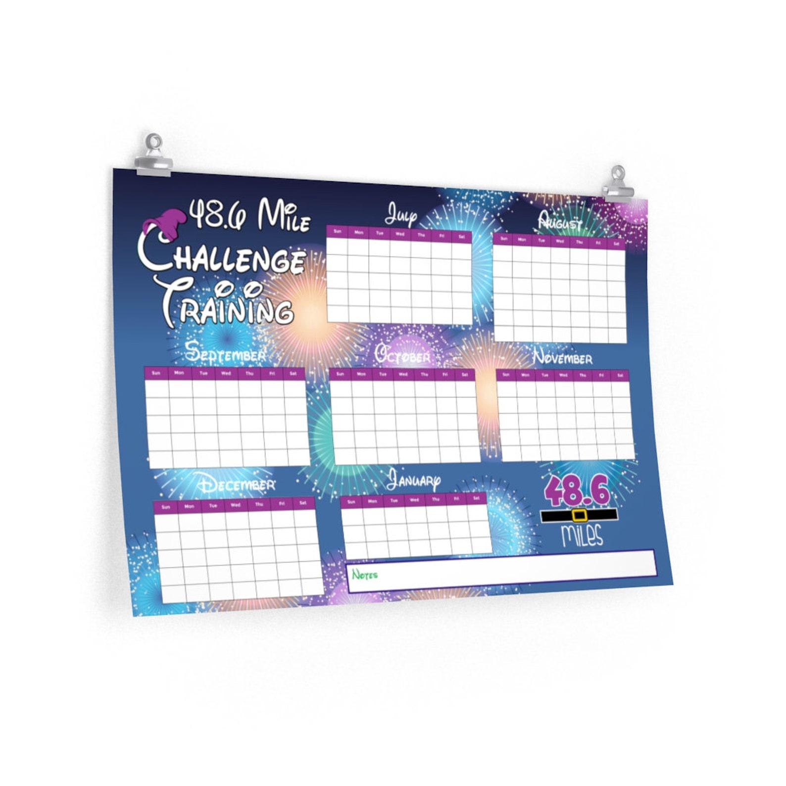 NO DATES Dopey Challenge Training Calendar Premium Matte Etsy