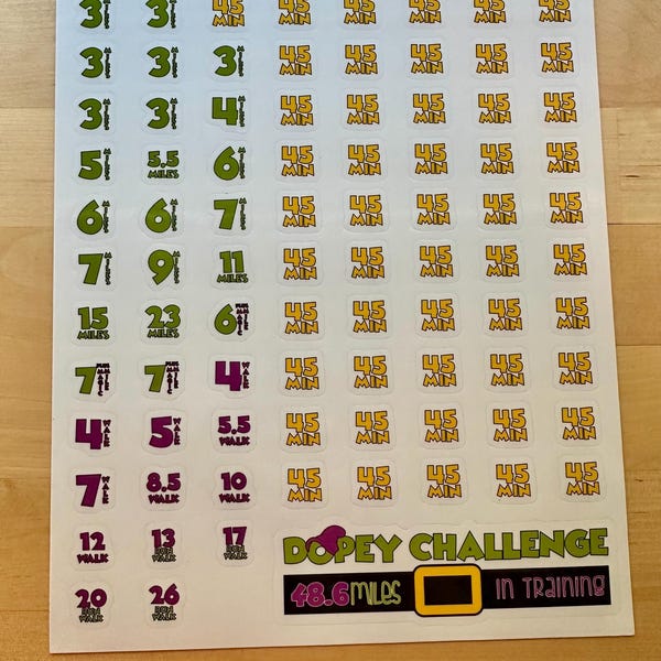 Dopey Challenge Training Sticker Sheet (Stickers)