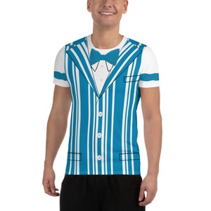 Blue Barbershop Quartet Running Costume Men&#39;s Athletic T-shirt